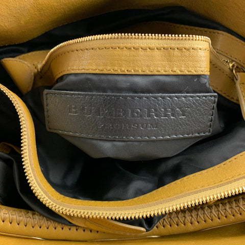 BURBERRY PRORSUM Mustard Ruched Leather Tote Handbag