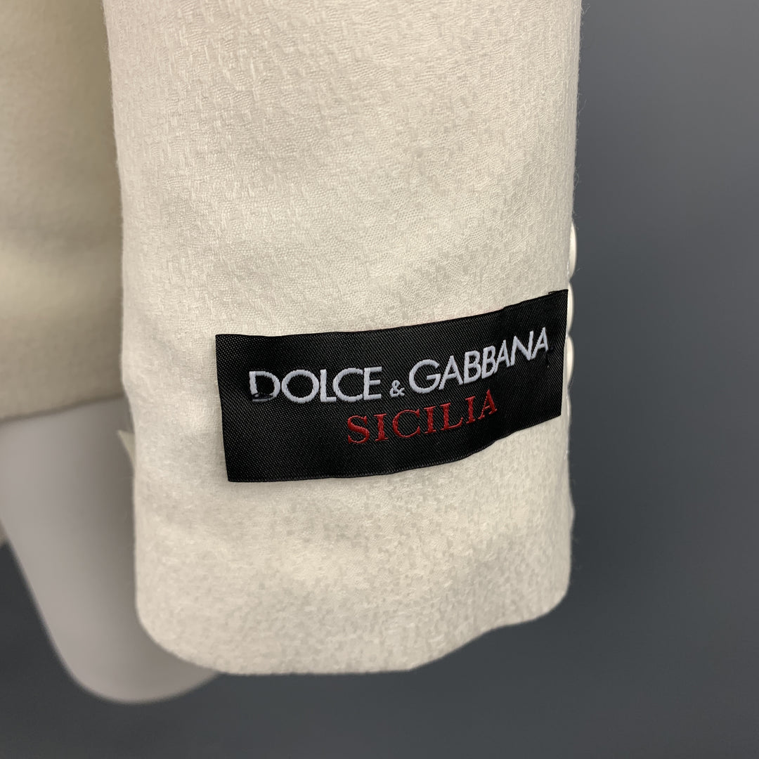 DOLCE &amp; GABBANA Taille 38 Manteau de sport en laine texturée crème régulière