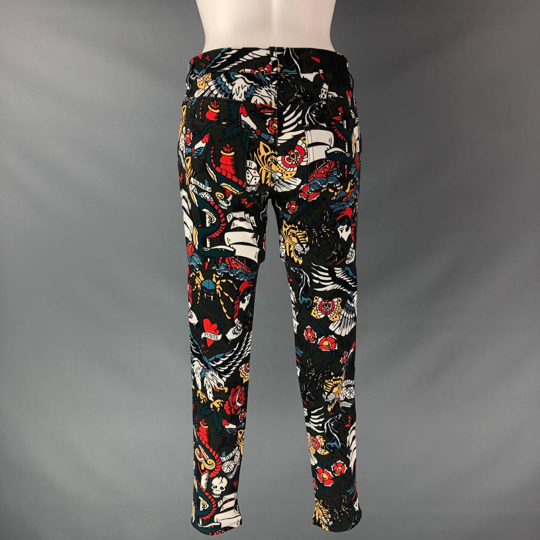 LOVE MOSCHINO Size 4 Black Multicolour Cotton &  Elastane Cartoon Jeans