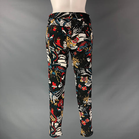 LOVE MOSCHINO Talla 4 Vaqueros de dibujos animados de algodón y elastano negro multicolor