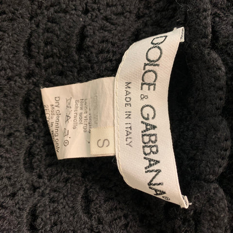 DOLCE &amp; GABBANA Jersey de crochet de lana con cuello cuadrado negro talla S