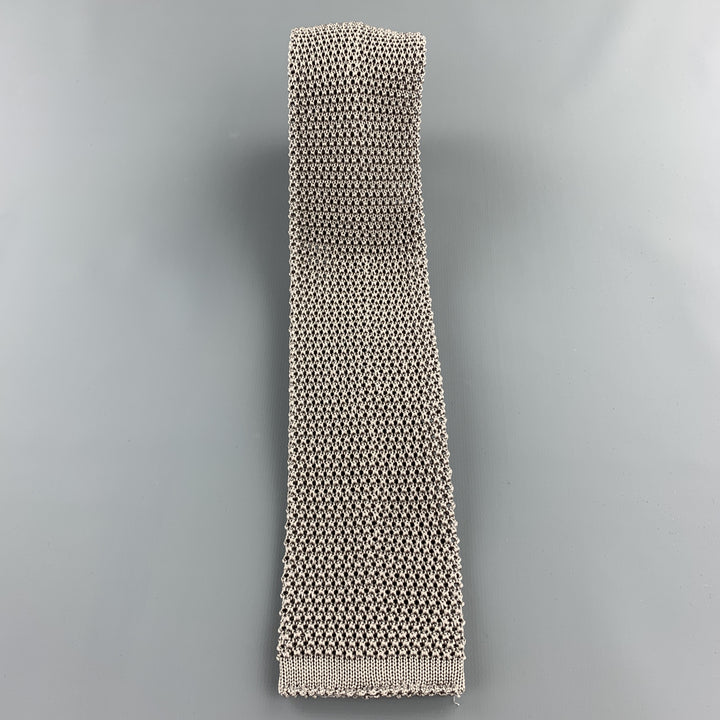 LOCK & CO LONDON Taupe Gray Silk Textured Knit Tie