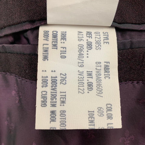 JOHN VARVATOS Size 38 Burgundy Black Dyed Wool Notch Lapel Sport Coat