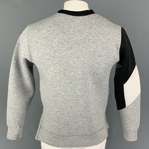 NEIL BARRETT Size L Grey White Geometric Cotton Asymmetrical Sweatshirt