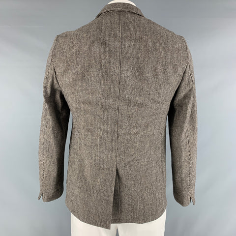 OFFICINE GENERALE Size 42 Brown Oatmeal Houndstooth Wool Blend Sport Coat