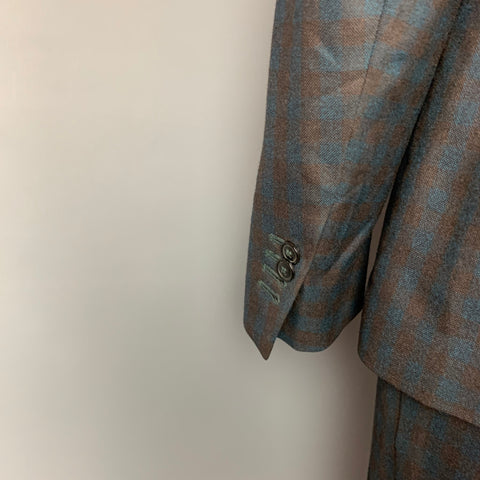 PAUL SMITH Size 42 Blue & Brown Checkered Wool Notch Lapel Suit
