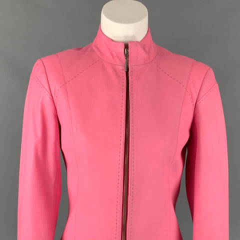 Vintage VERSUS by GIANNI VERSACE Size 4 Pink Leather Jacket