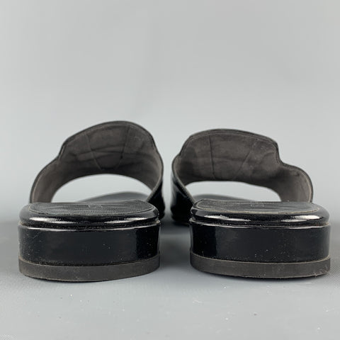 STUART WEITZMAN Talla 11 Zapatos planos con hebilla plateada de charol negro