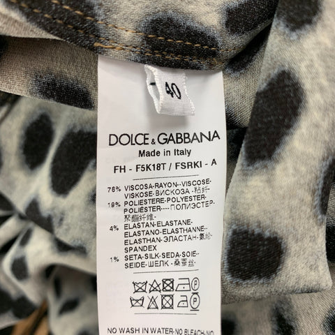 DOLCE & GABBANA Size S Tan Brown Viscose Blend Animal Print Hidden Placket Shirt