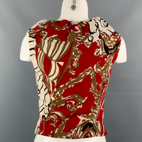 VIVIENNE WESTWOOD RED LABEL Size 6 Red & Black Abstract Wool Blouse