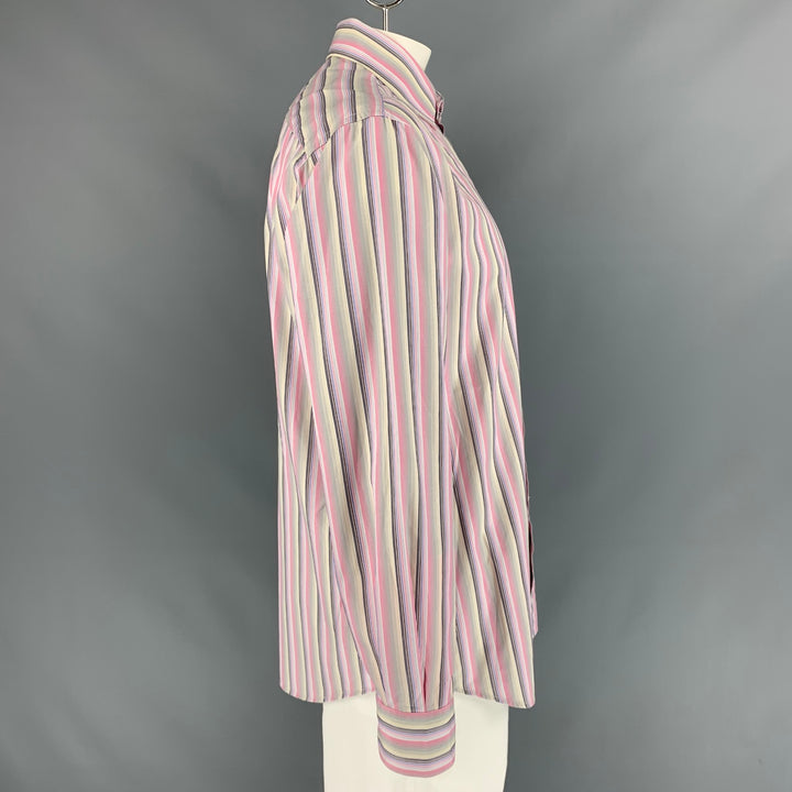 PAUL SMITH Size XXL Pink Blue Stripe Cotton Button Down Long Sleeve Shirt