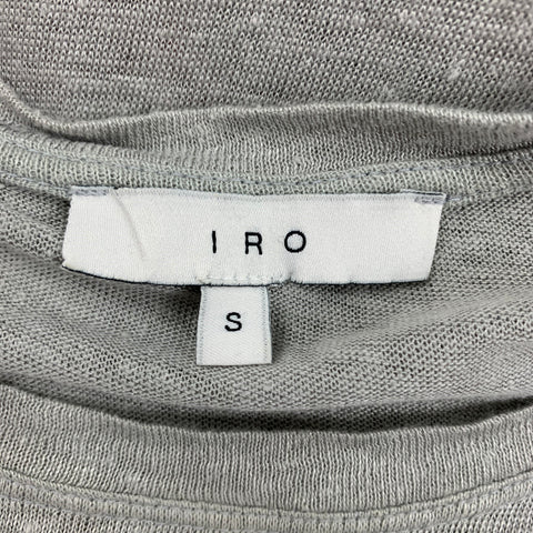 IRO Size S Light Gray Distressed Linen Crew-Neck Clay T-shirt