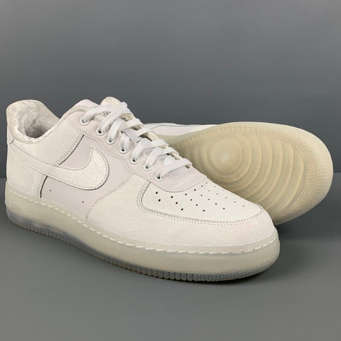 NIKE Talla 10.5 Zapatillas bajas de cuero de telas mixtas blancas