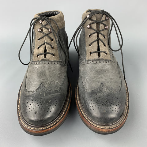 WOLVERINE Wyatt Size 7.5 Gray Wingtip Leather Boots