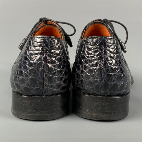 MEZLAN Size 10.5 Blue Textured Leather Lace Up Shoes