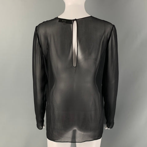 FLEUR DU MAL Size M Black Sheer Crew-Neck Dress Top