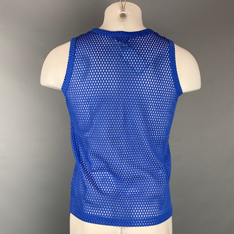 EVEREST ISLES Size L Blue Mesh Cotton Blend Tank Top