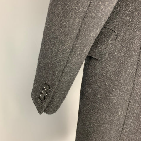 PAUL STUART Size 40 Charcoal Black Wool Peak Lapel Coat