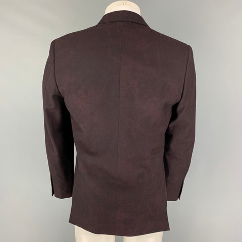 JOHN VARVATOS Size 38 Burgundy Black Dyed Wool Notch Lapel Sport Coat