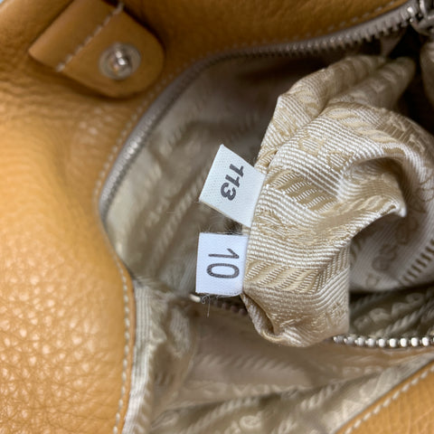 PRADA Beige Pebble Grain Leather Shoulder Bag
