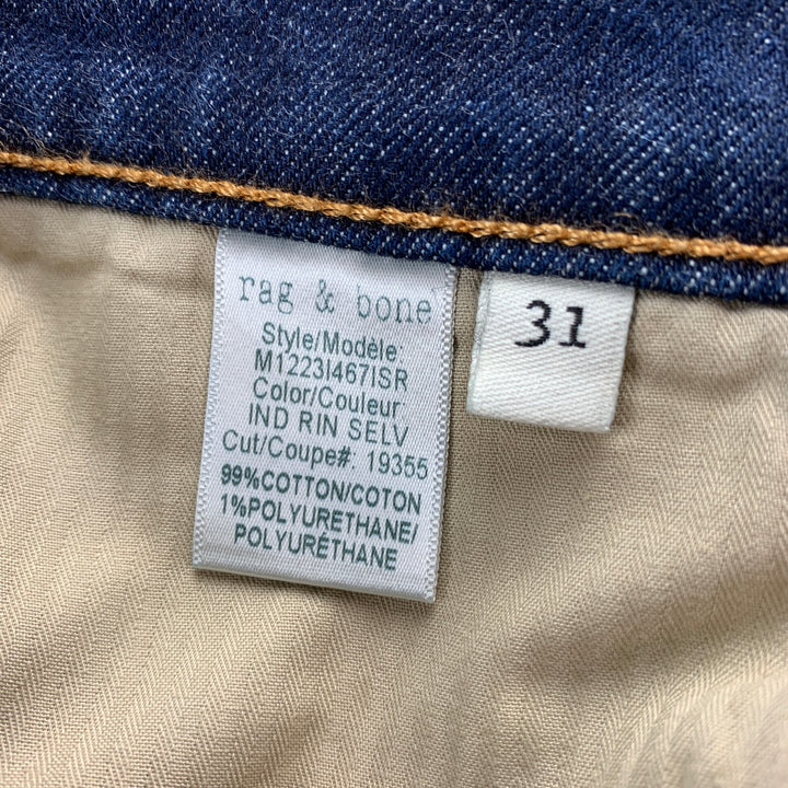 RAG & BONE Size 31 Indigo Contrast Stitch Selvedge Denim Button Fly Slim Jeans
