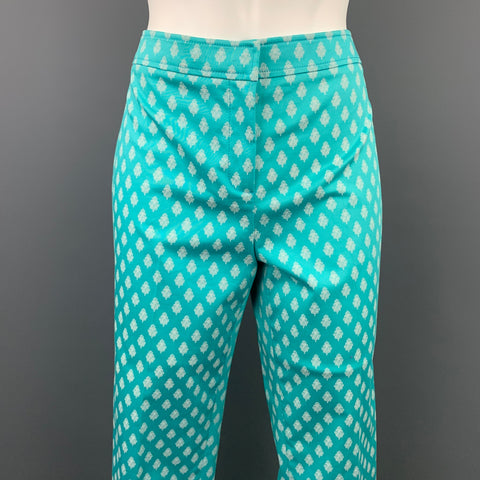 DONCASTER SIGNATURE Pantalon habillé court en coton à tapisserie bleue et blanche taille 2