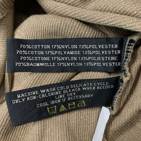 RALPH LAUREN Size S Gold Cotton Blend Ribbed T-Shirt