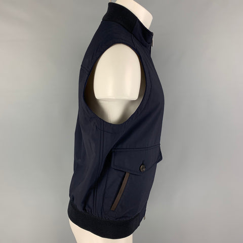 ERMENEGILDO ZEGNA Size M Blue Wool Polyester Reversible Vest
