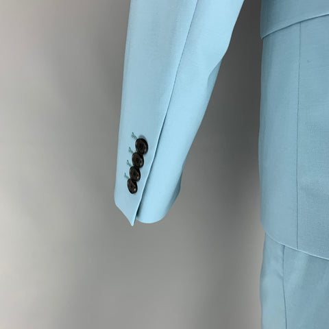 SANDRO Size 38 Light Blue Wool Notch Lapel Suit