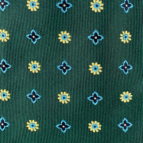 MASSIMO BIZZOCCHI Green Yellow Abstract Floral Silk Tie