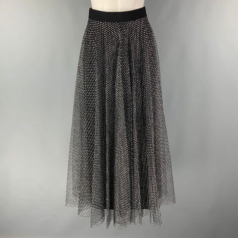 CHRISTOPHER KANE Size 4 Black Silver Polyamide Blend Mesh A-Line Skirt