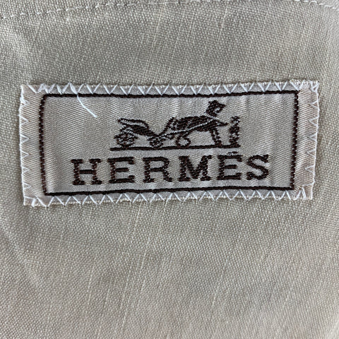 HERMES Chest Size 38 Khaki Linen Blend Notch Lapel Sport Coat
