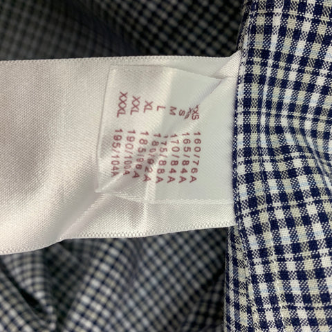 LOUIS VUITTON Size XL White Navy Plaid Cotton Button Up Long Sleeve Shirt