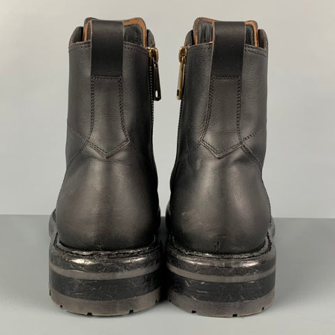 DOLCE & GABBANA Size 8.5 Black Leather Combat Ankle Boots