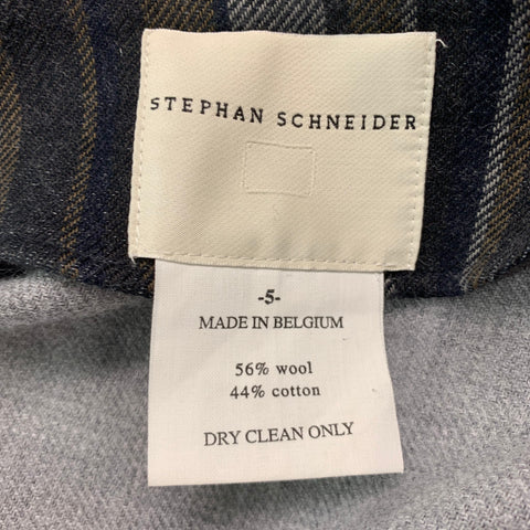 STEPHAN SCHNEIDER Size XL Grey Green Stripe Wool Cotton Jacket