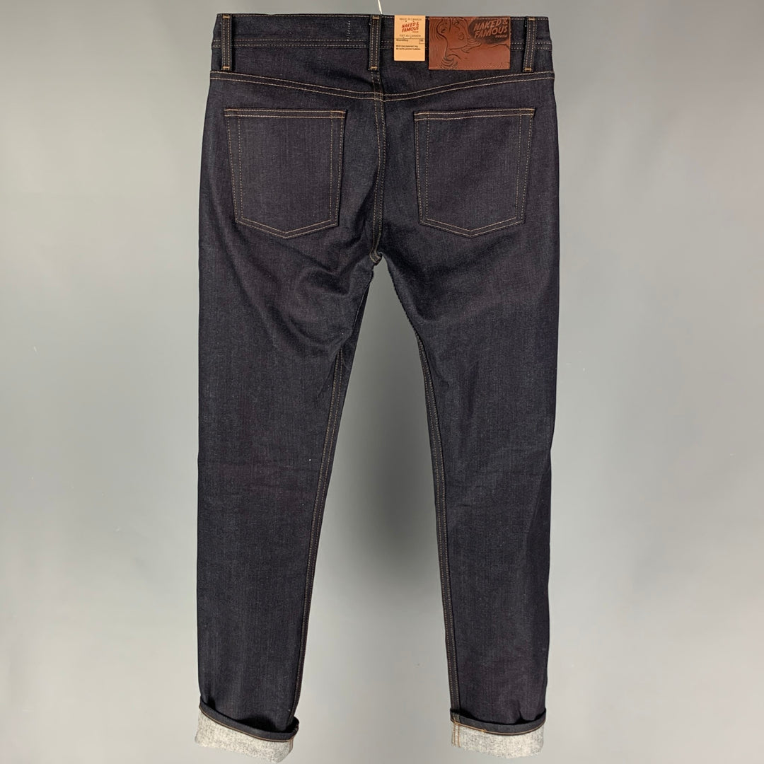 NAKED AND FAMOUS Size 30 Indigo Contrast Stitch Cotton Jeans