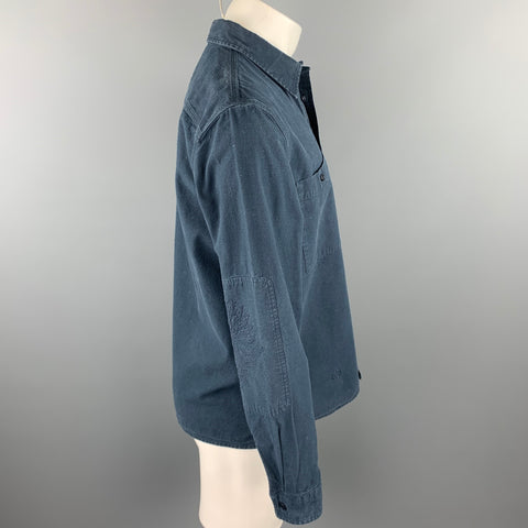 LEVI'S MADE & CRAFTED Size M Navy Embroidery Cotton Long Sleeve Shirt