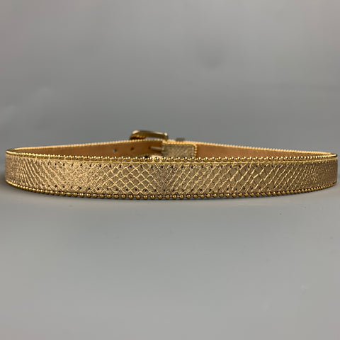 CACHE Waist Size M Embossed Gold Leather Rhinestones Belt