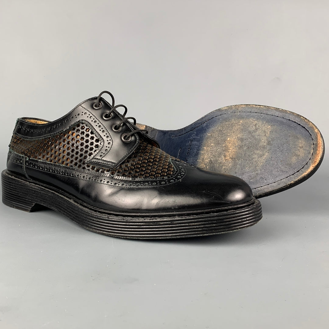 MARC JACOBS Size 10 Black Perforated Leather Wingtip Lace Up Shoes