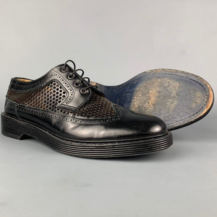 MARC JACOBS Size 10 Black Perforated Leather Wingtip Lace Up Shoes