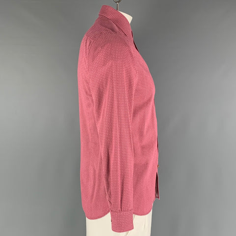 TED BAKER Size L Red Pink Dots Cotton Long Sleeve Shirt