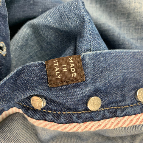 BRUNELLO CUCINELLI Size 34 Blue Washed Cotton Button Fly Jeans