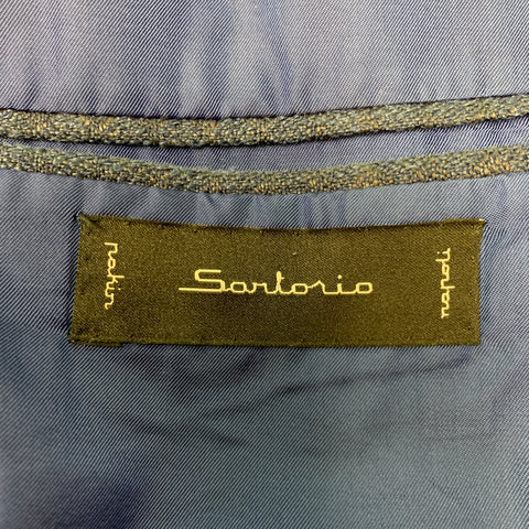SARTORIO Taille 44 Manteau de sport en laine, lin et soie bleu marine diamant
