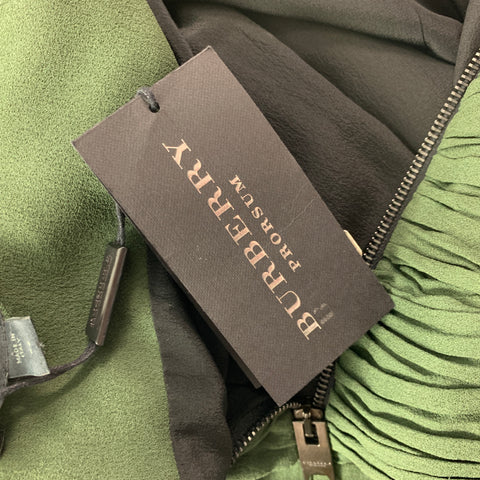 BURBERRY PRORSUM Pre-Fall 2012 Size 8 Green Silk Ruched Evening Gown Dress