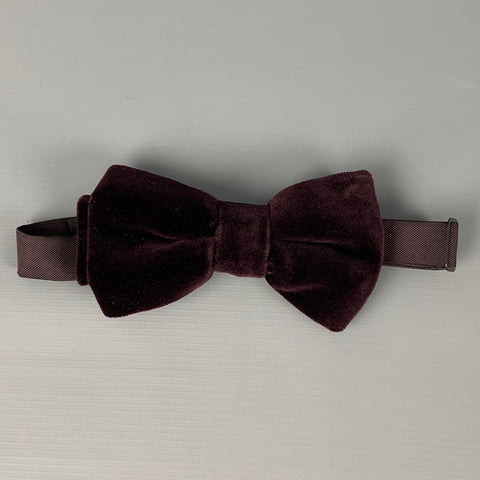 SAKS FIFTH AVENUE Burgundy Cotton Silk Velvet Bow Tie