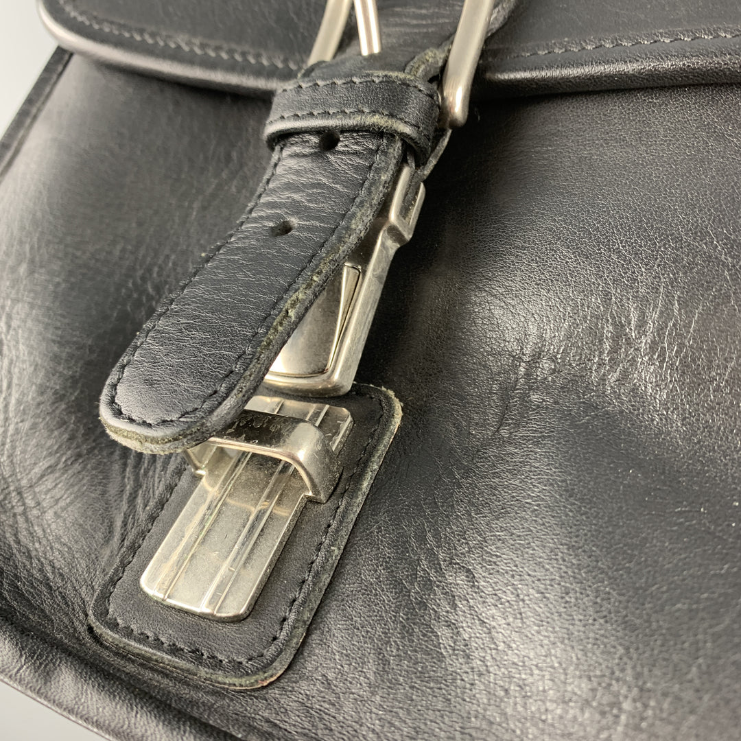 COACH Black Leather Shoulder Strap Double Closure Briefcase