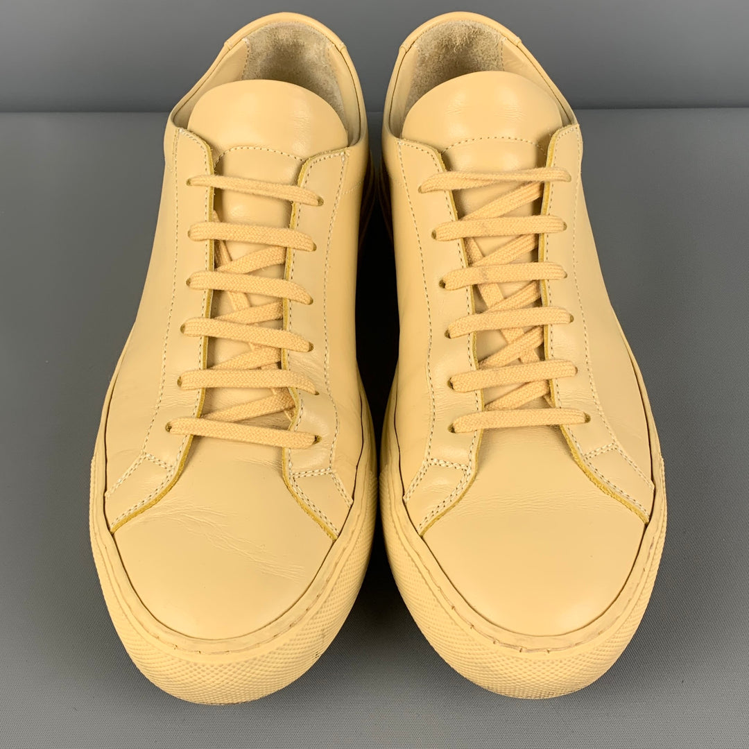 COMMON PROJECTS Size 7 Yellow Leather Low Top Sneakers