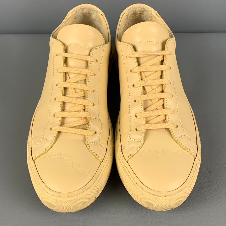 COMMON PROJECTS Size 7 Yellow Leather Low Top Sneakers
