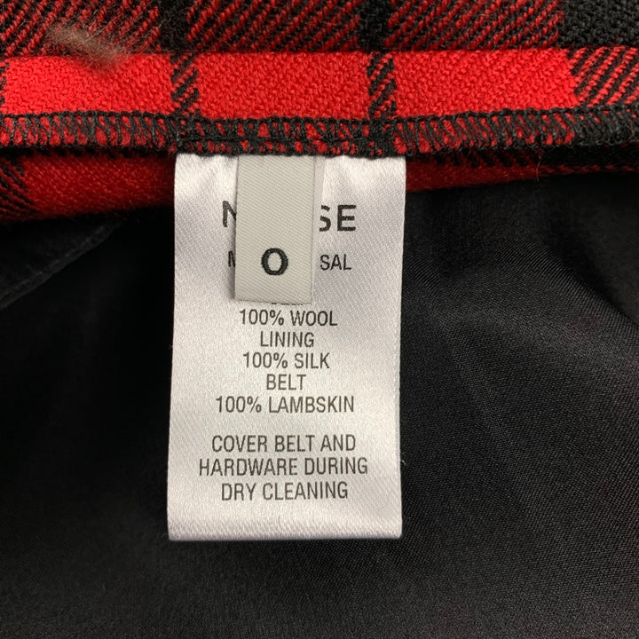MONSE Size 0 Red Black Plaid Wool Skirt