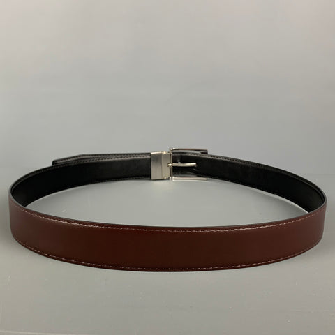 VINTAGE Taille 38 Ceinture en cuir réversible marron noir